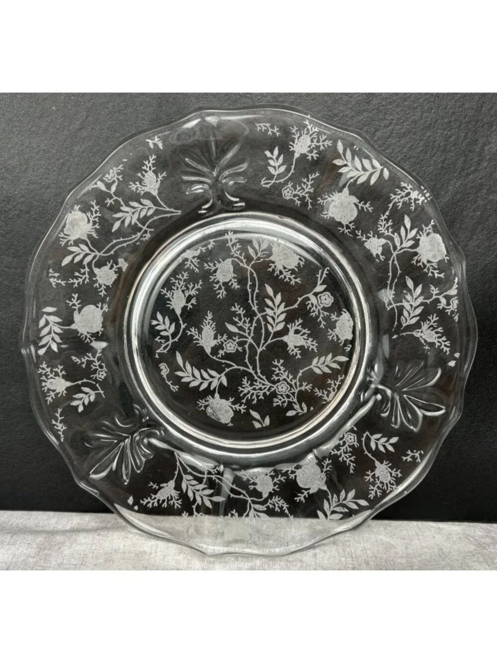 Fostoria Salad Dessert Plate Baroque Clear Glass Etched Chintz 7.5